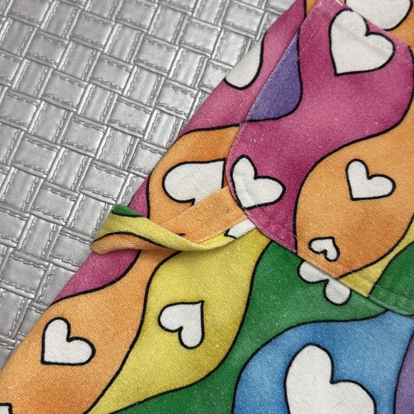 Keith Kelly Made in NYC Rainbow Pride Heart Print Canvas Shorts Unisex XS Cotton - Picture 8 of 10